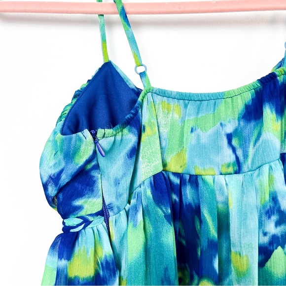Alyn Paige Blue & Green Spaghetti Strap Mini Dress - Picture 5 of 7
